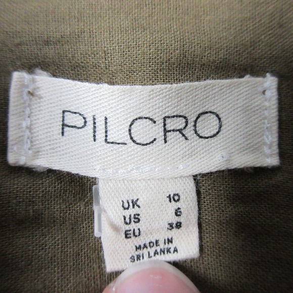 Anthropologie Pilcro Corduroy Dress 6 Green Cotton Zip-up Casual Career Boho 538 - Picture 3 of 13